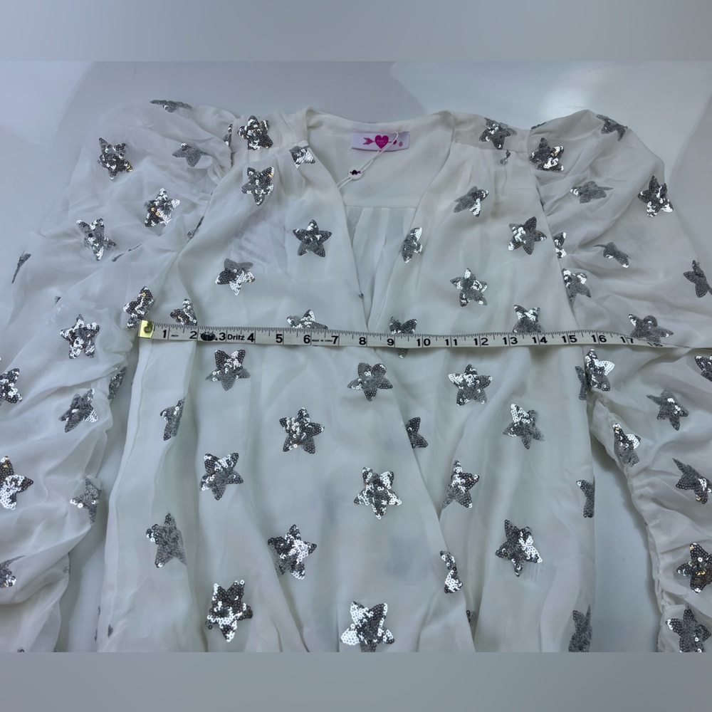BuddyLove White Silver Stars Sequined Joan Surplice Neckline Bodysuit N263 - Picture 7 of 11